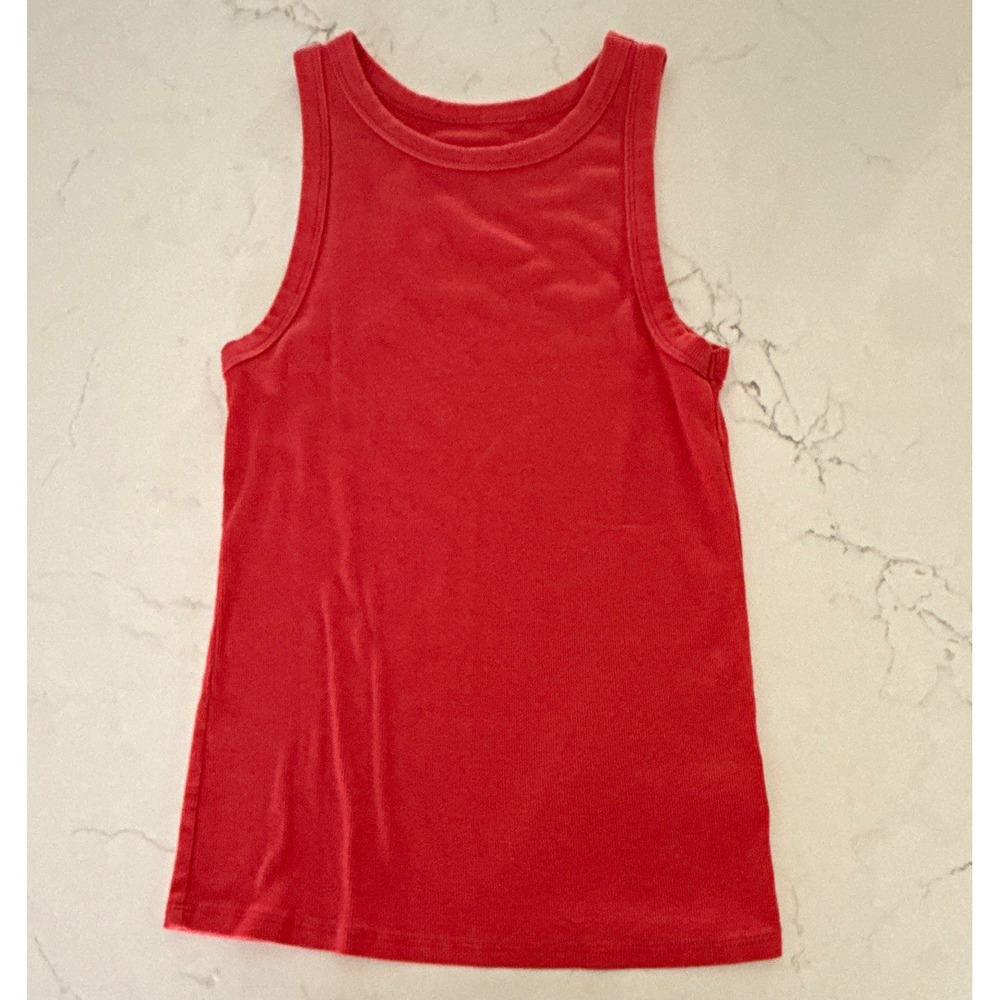 A New Day Girls Large Red Ribbed Knit Stretch Crewneck Sleeveless Tank
